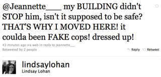 Illustration for article titled Cops Arrive At Lindsay Lohan's House; She Live Tweets It